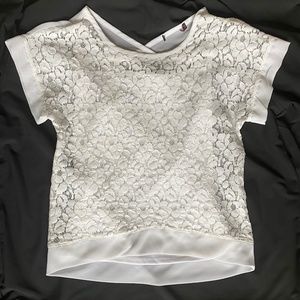 Lipgloss short sleeve lace shirt attached cami top L 10/12